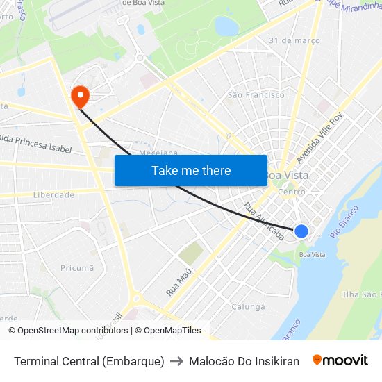 Terminal Central (Embarque) to Malocão Do Insikiran map