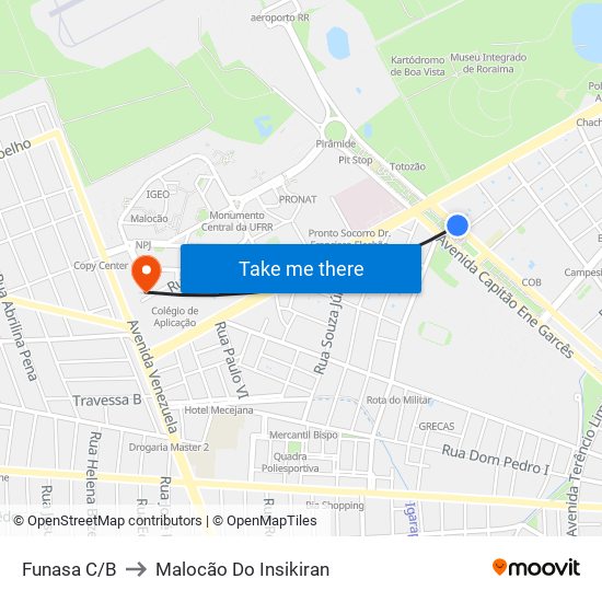 Funasa C/B to Malocão Do Insikiran map