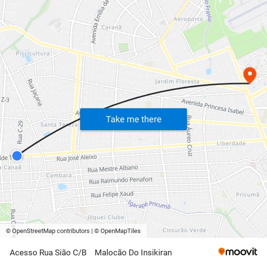 Acesso Rua Sião C/B to Malocão Do Insikiran map