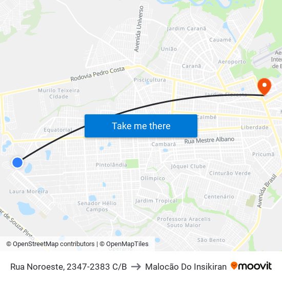 Rua Noroeste, 2347-2383 C/B to Malocão Do Insikiran map