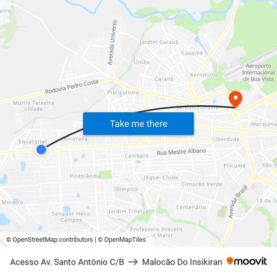 Acesso Av. Santo Antônio C/B to Malocão Do Insikiran map