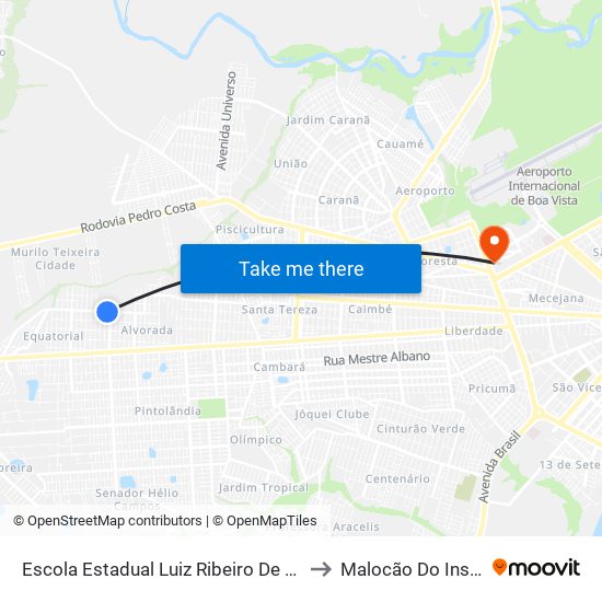 Escola Estadual Luiz Ribeiro De Lima B/C to Malocão Do Insikiran map
