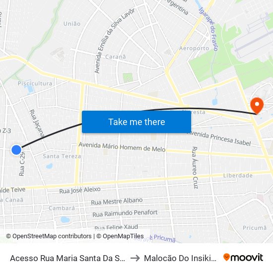 Acesso Rua Maria Santa Da Silva to Malocão Do Insikiran map