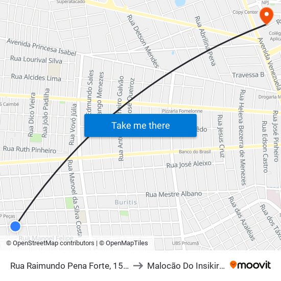 Rua Raimundo Pena Forte, 1549 to Malocão Do Insikiran map