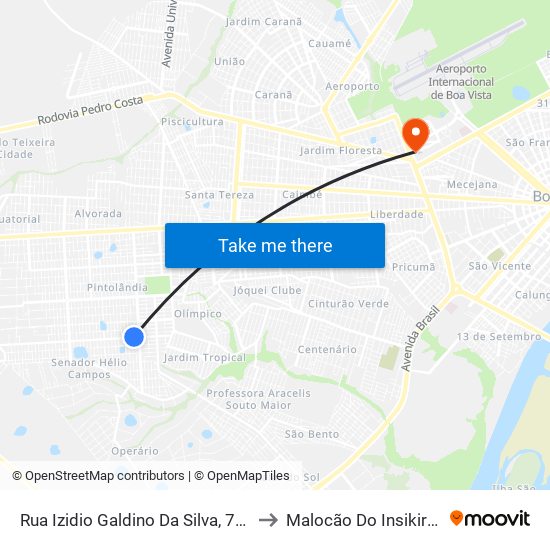 Rua Izidio Galdino Da Silva, 712 to Malocão Do Insikiran map