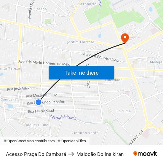 Acesso Praça Do Cambará to Malocão Do Insikiran map