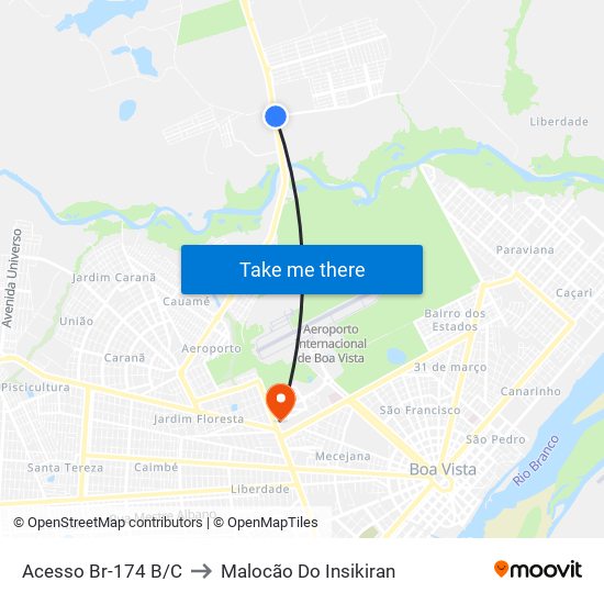 Acesso Br-174 B/C to Malocão Do Insikiran map