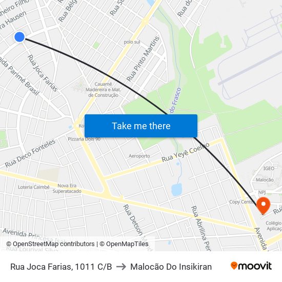 Rua Joca Farias, 1011 C/B to Malocão Do Insikiran map