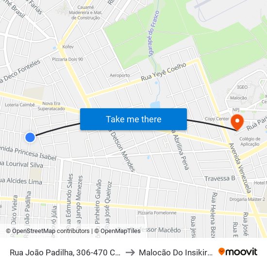 Rua João Padilha, 306-470 C/B to Malocão Do Insikiran map