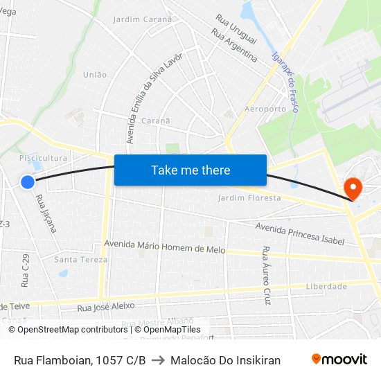 Rua Flamboian, 1057 C/B to Malocão Do Insikiran map