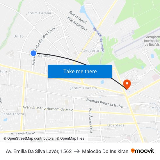 Av. Emília Da Silva Lavôr, 1562 to Malocão Do Insikiran map