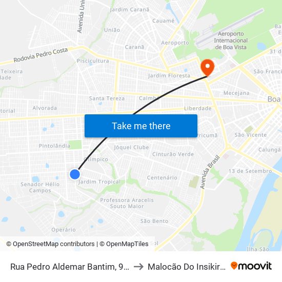 Rua Pedro Aldemar Bantim, 991 to Malocão Do Insikiran map