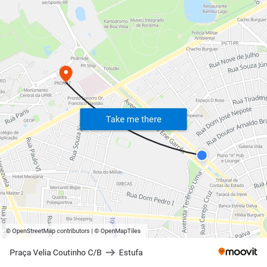 Praça Velia Coutinho C/B to Estufa map