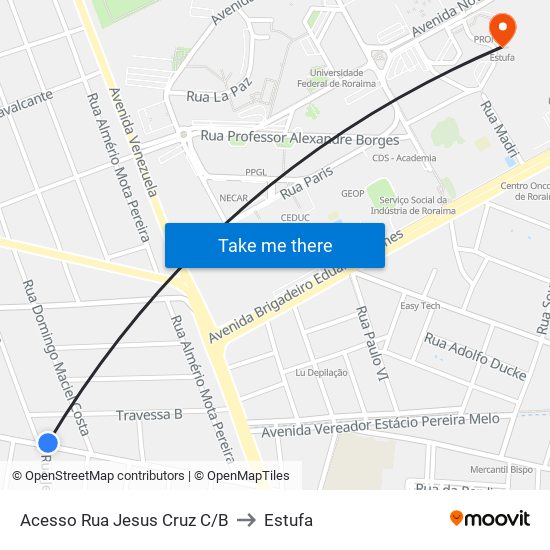 Acesso Rua Jesus Cruz C/B to Estufa map