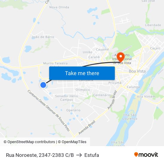 Rua Noroeste, 2347-2383 C/B to Estufa map