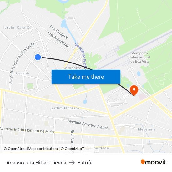 Acesso Rua Hitler Lucena to Estufa map