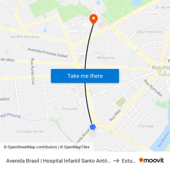 Avenida Brasil | Hospital Infantil Santo Antônio to Estufa map