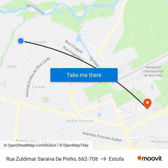 Rua Zuldimar Saraiva De Pinho, 662-708 to Estufa map