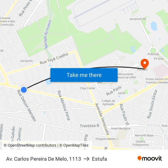 Av. Carlos Pereira De Melo, 1113 to Estufa map