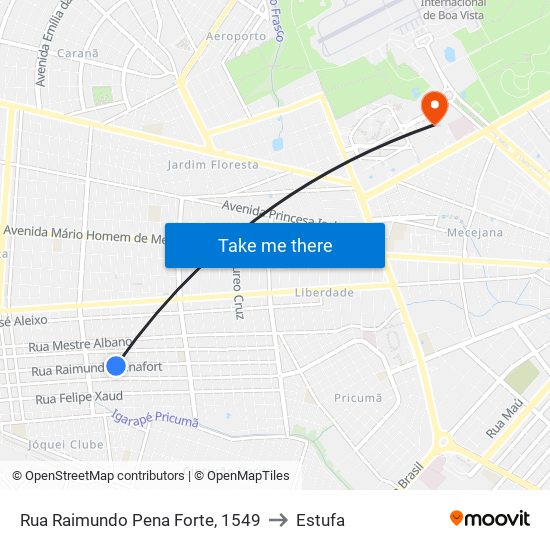 Rua Raimundo Pena Forte, 1549 to Estufa map