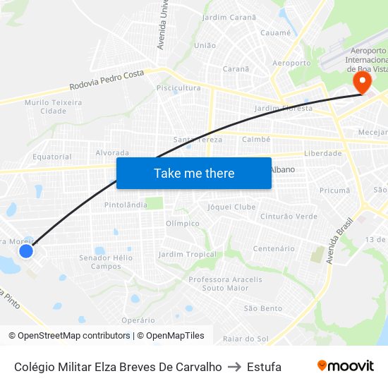 Colégio Militar Elza Breves De Carvalho to Estufa map