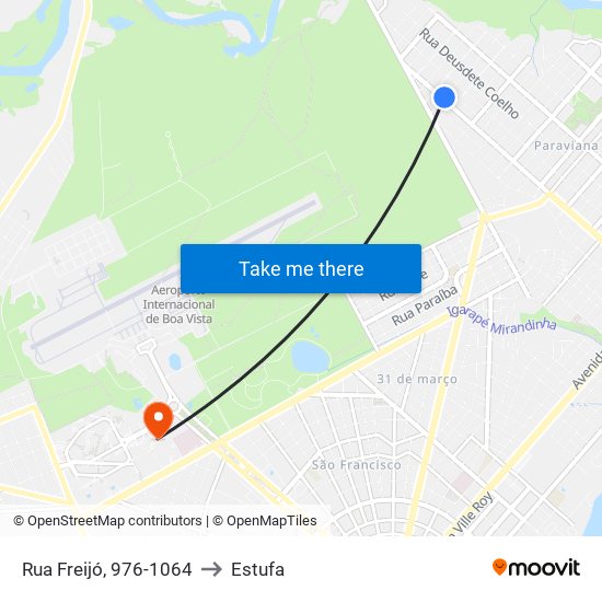 Rua Freijó, 976-1064 to Estufa map