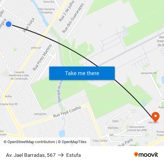 Av. Jael Barradas, 567 to Estufa map