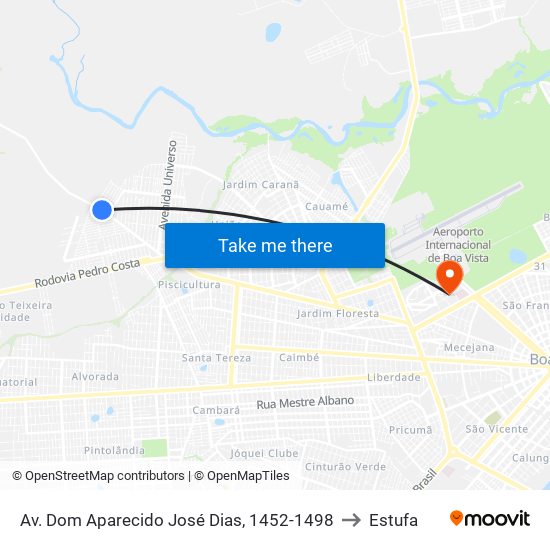 Av. Dom Aparecido José Dias, 1452-1498 to Estufa map