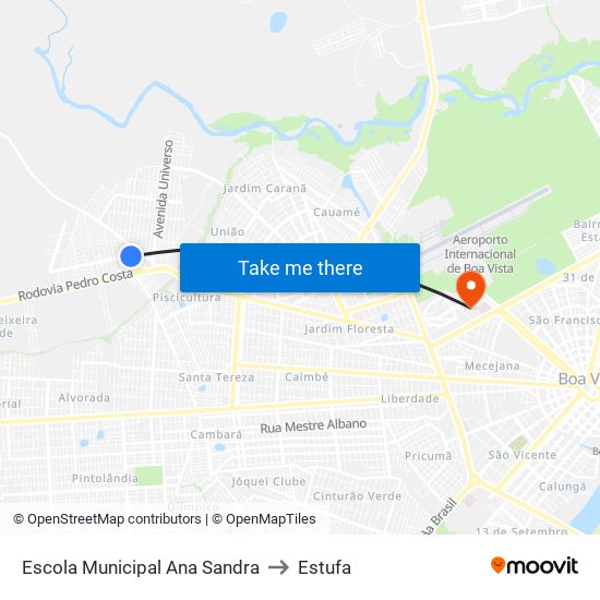 Escola Municipal Ana Sandra to Estufa map