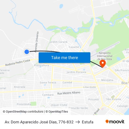 Av. Dom Aparecido José Dias, 776-832 to Estufa map