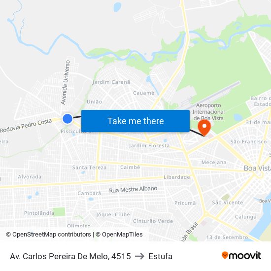 Av. Carlos Pereira De Melo, 4515 to Estufa map