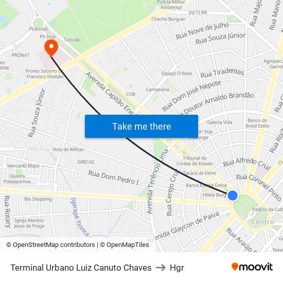 Terminal Urbano Luiz Canuto Chaves to Hgr map