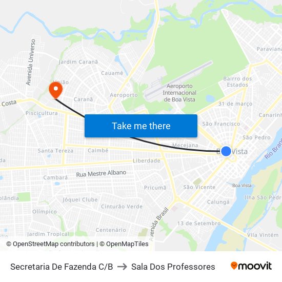 Secretaria De Fazenda C/B to Sala Dos Professores map
