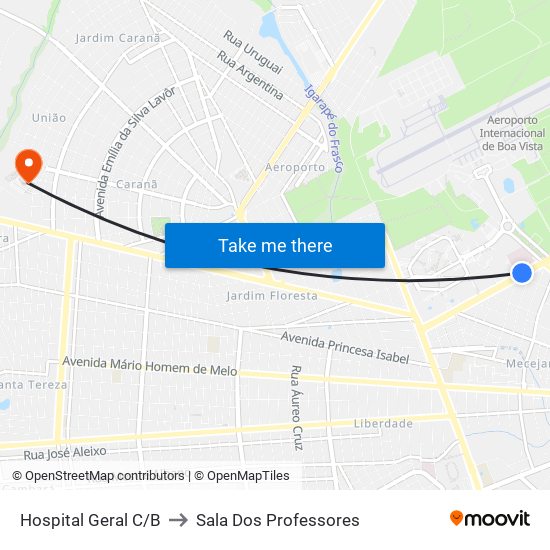 Hospital Geral C/B to Sala Dos Professores map