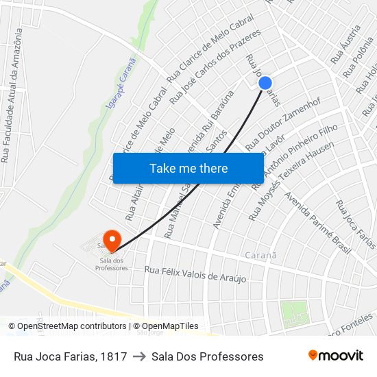 Rua Joca Farias, 1817 to Sala Dos Professores map