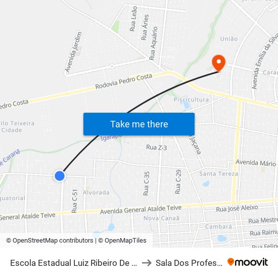 Escola Estadual Luiz Ribeiro De Lima B/C to Sala Dos Professores map