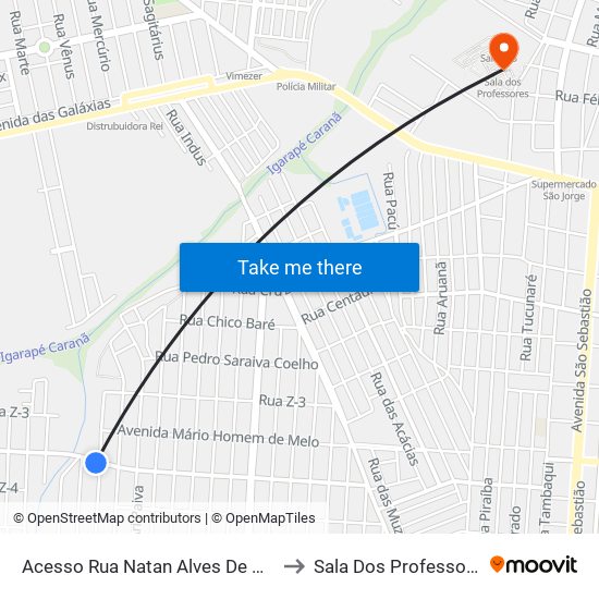 Acesso Rua Natan Alves De Brito to Sala Dos Professores map