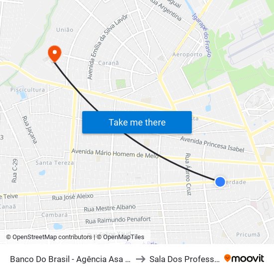 Banco Do Brasil - Agência Asa Branca to Sala Dos Professores map