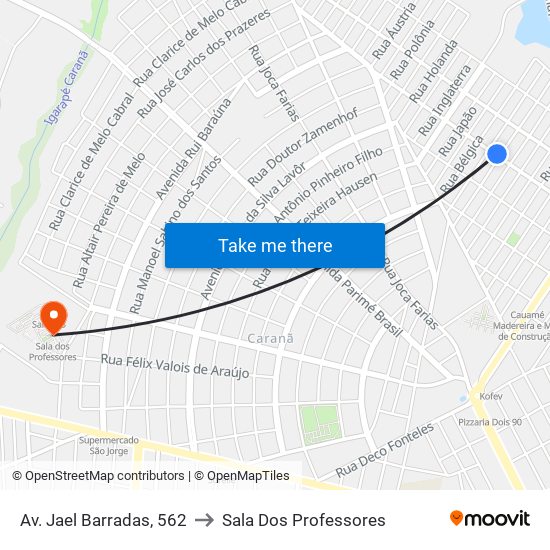 Av. Jael Barradas, 562 to Sala Dos Professores map