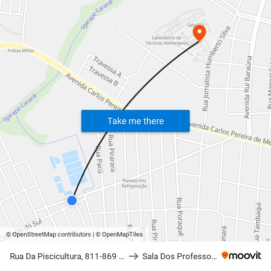 Rua Da Piscicultura, 811-869 B/C to Sala Dos Professores map