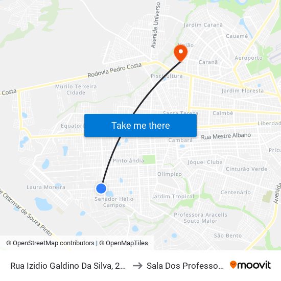 Rua Izidio Galdino Da Silva, 2054 to Sala Dos Professores map