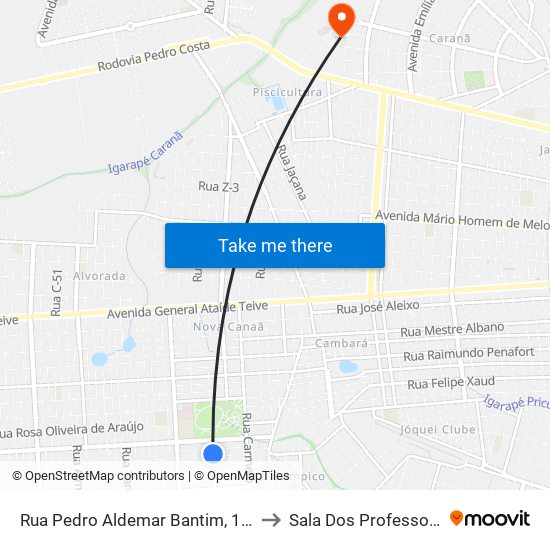 Rua Pedro Aldemar Bantim, 1771 to Sala Dos Professores map