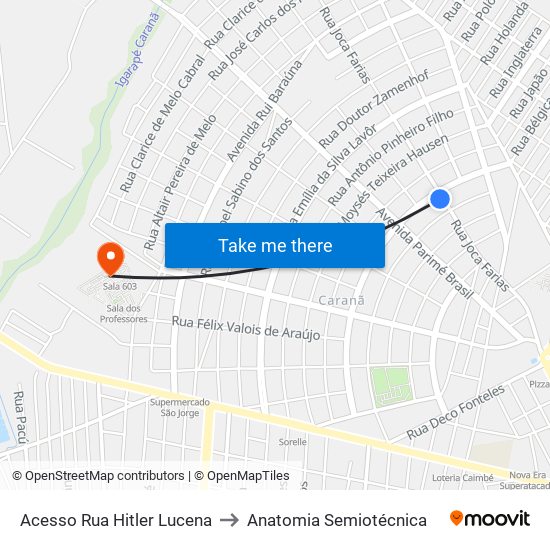 Acesso Rua Hitler Lucena to Anatomia Semiotécnica map