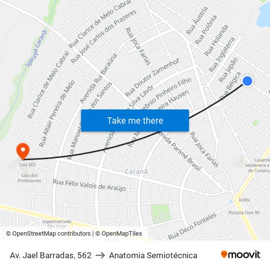 Av. Jael Barradas, 562 to Anatomia Semiotécnica map