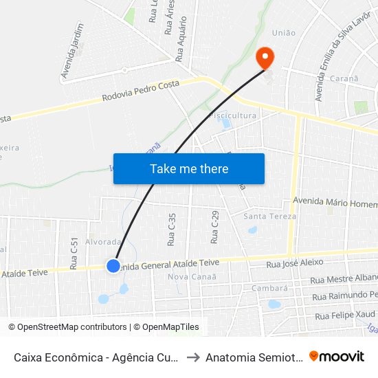 Caixa Econômica - Agência Curviana C/B to Anatomia Semiotécnica map