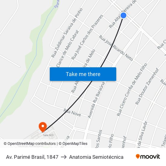 Av. Parimé Brasil, 1847 to Anatomia Semiotécnica map