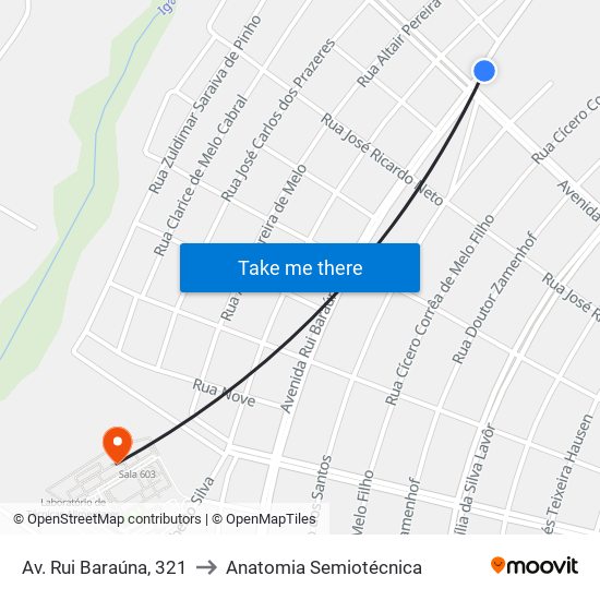 Av. Rui Baraúna, 321 to Anatomia Semiotécnica map