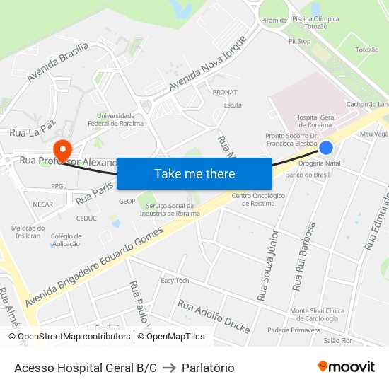 Acesso Hospital Geral B/C to Parlatório map