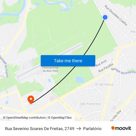 Rua Severino Soares De Freitas, 2749 to Parlatório map