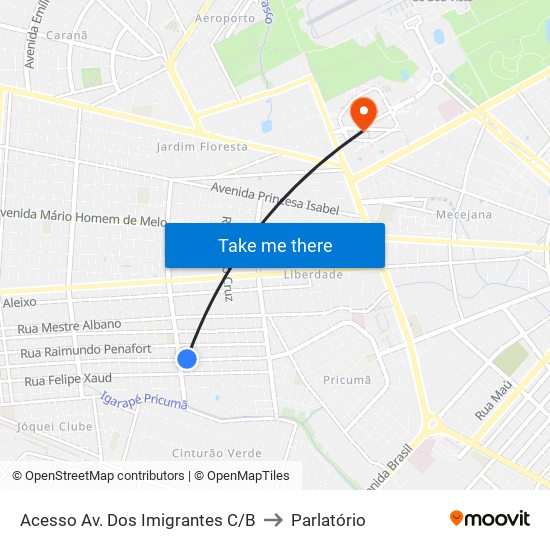 Acesso Av. Dos Imigrantes C/B to Parlatório map